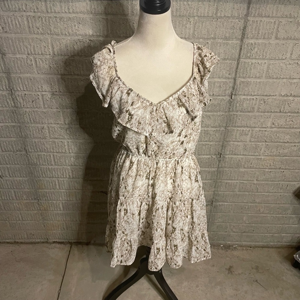 Entro Snakeskin Print Sleeveless Ruffled Fit And Flare Casual‎ Dress Size Large